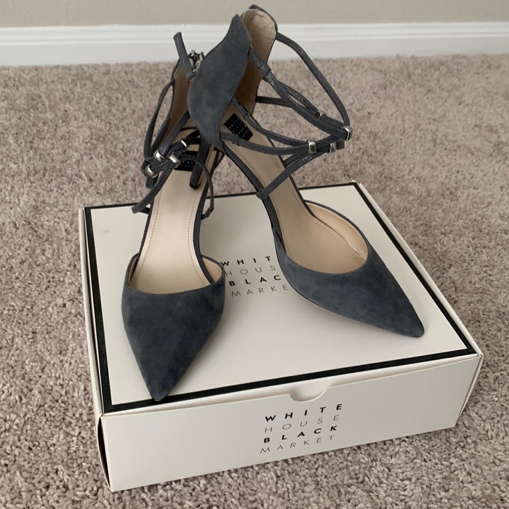 Grey suede heels